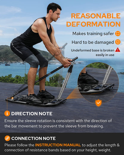 Gonex Portable Home Gym System with 14 Accessories for Comprehensive Full Body Workouts, Including Ab Roller Wheel, Elastic Resistance Bands, Push-Up Stand, and Post Landmine Sleeve