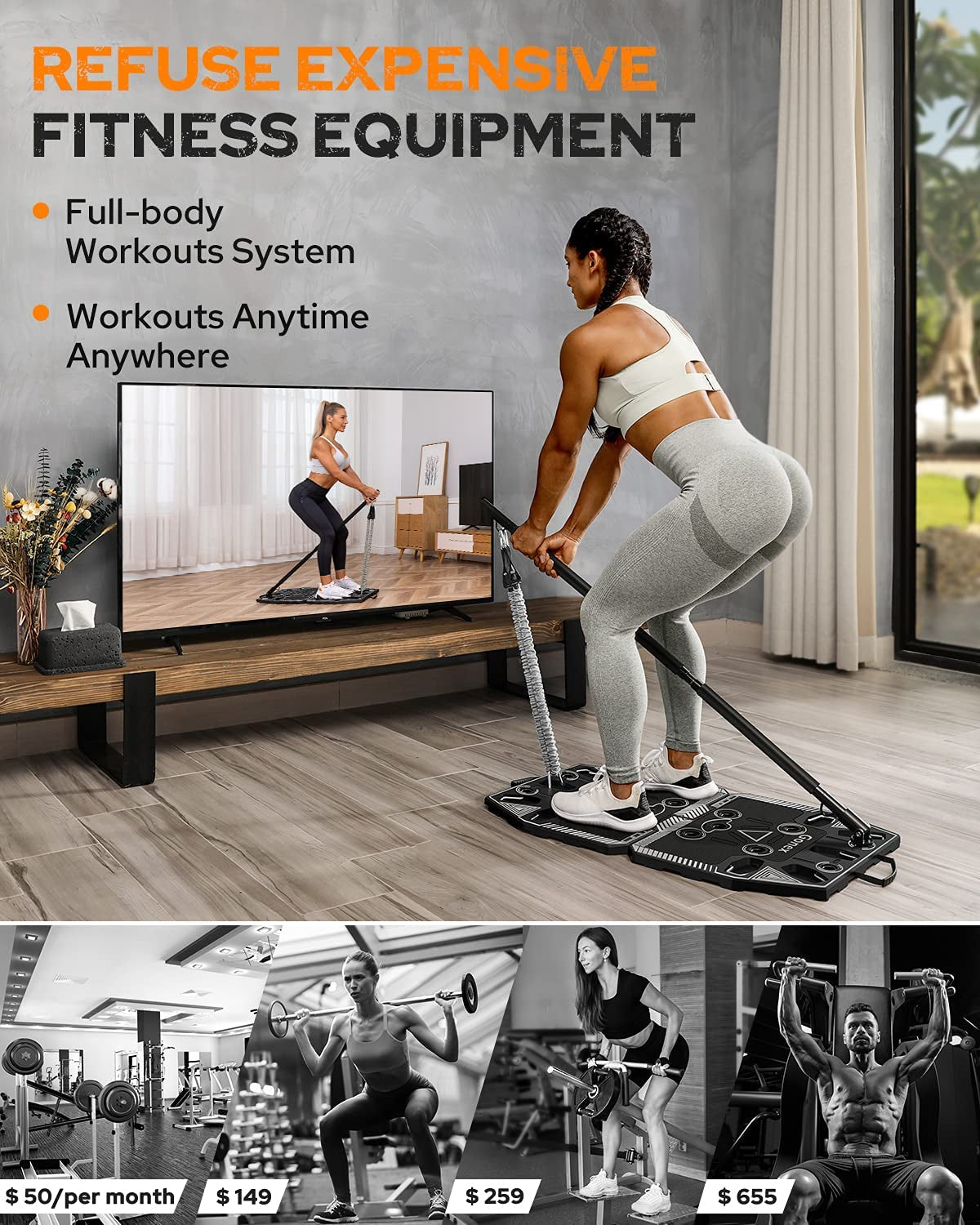 Gonex Portable Home Gym System with 14 Accessories for Comprehensive Full Body Workouts, Including Ab Roller Wheel, Elastic Resistance Bands, Push-Up Stand, and Post Landmine Sleeve